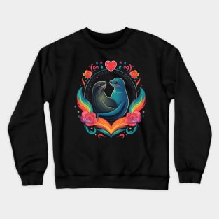 Sea Lion Valentine Day Crewneck Sweatshirt